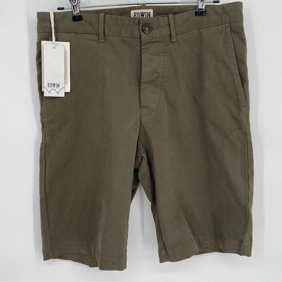 Edwin Shorts Men’s 30 Rails Casual Preppy Khaki Green Vacation Summer - Picture 2 of 14